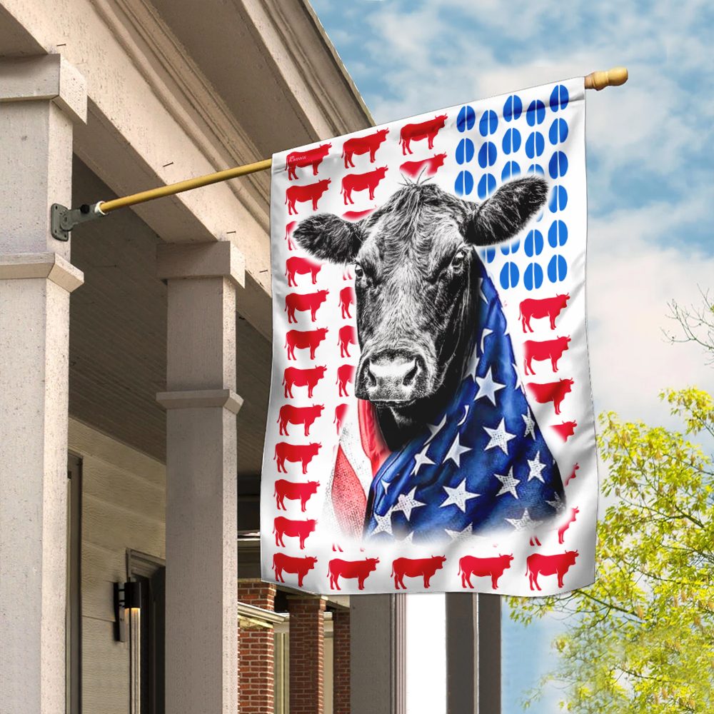 Black Angus Cattle Celebrate Fourth Of July Independence Day Flag DBX1621F