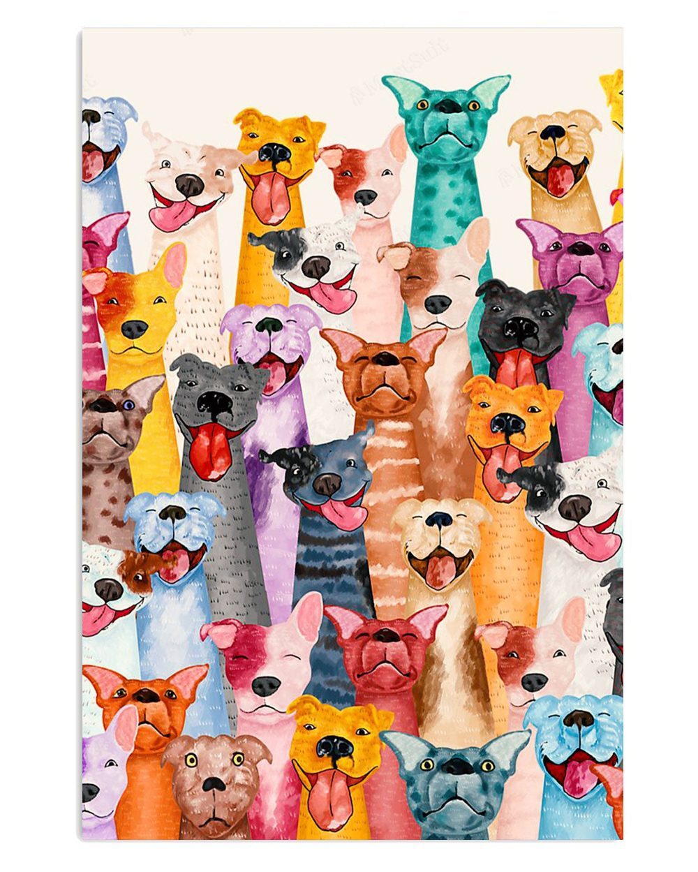 Blue Red Nose Multi Pitbull Dog Pitbull Lovers Mom Dad Poster