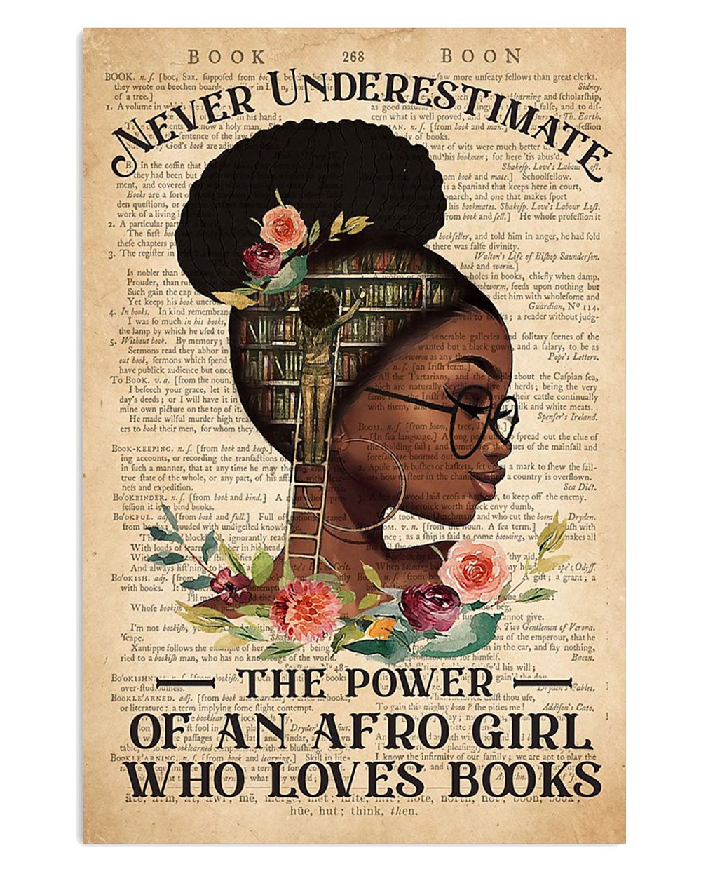 Books Lover Never Underestimate The Power Of An Afro Girl With A Book Books Reader Poster