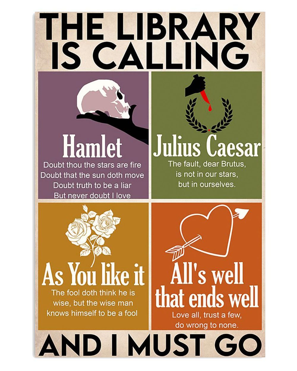 Books Lover The Library Is Calling And I Must Go Books Reader Poster