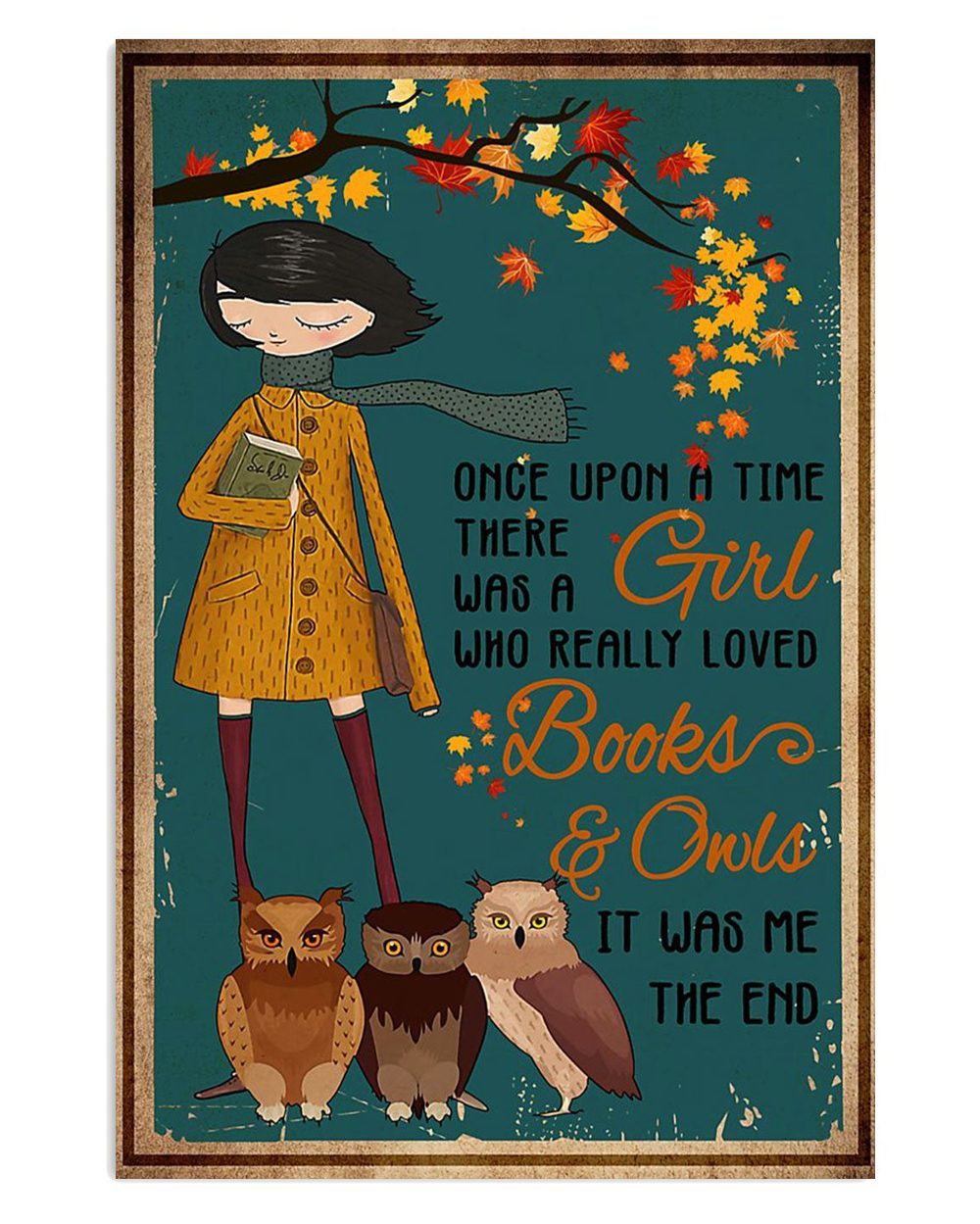 Books Lover There Was A Girl Who Loved Books And Owls Books Reader Poster