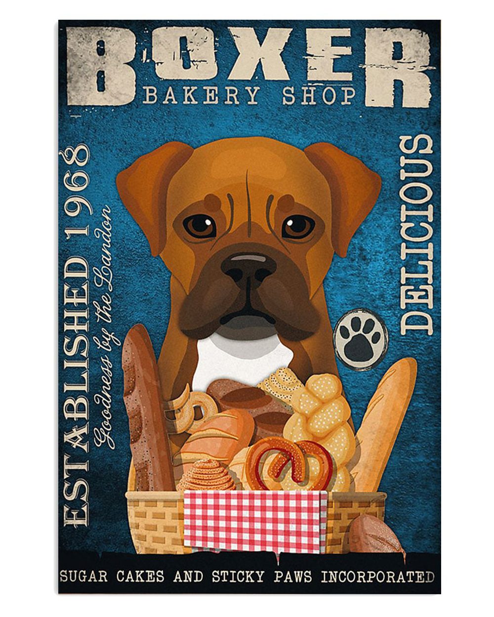 Boxer Boxer Bakery Shop Brindle Boxador Puppies Lover Poster