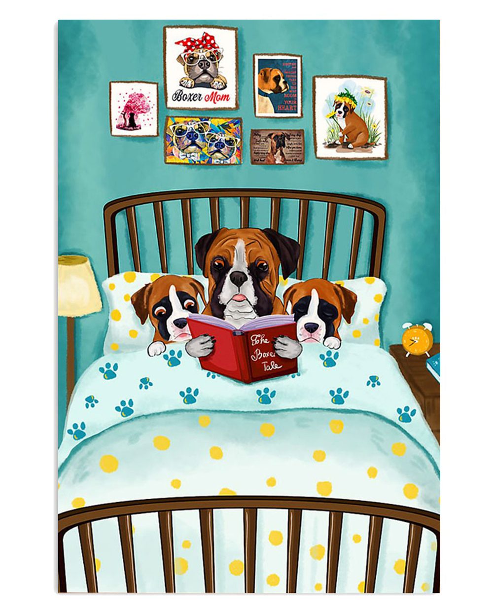 Boxer Boxer Dad And Kids Brindle Boxador Puppies Lover Poster