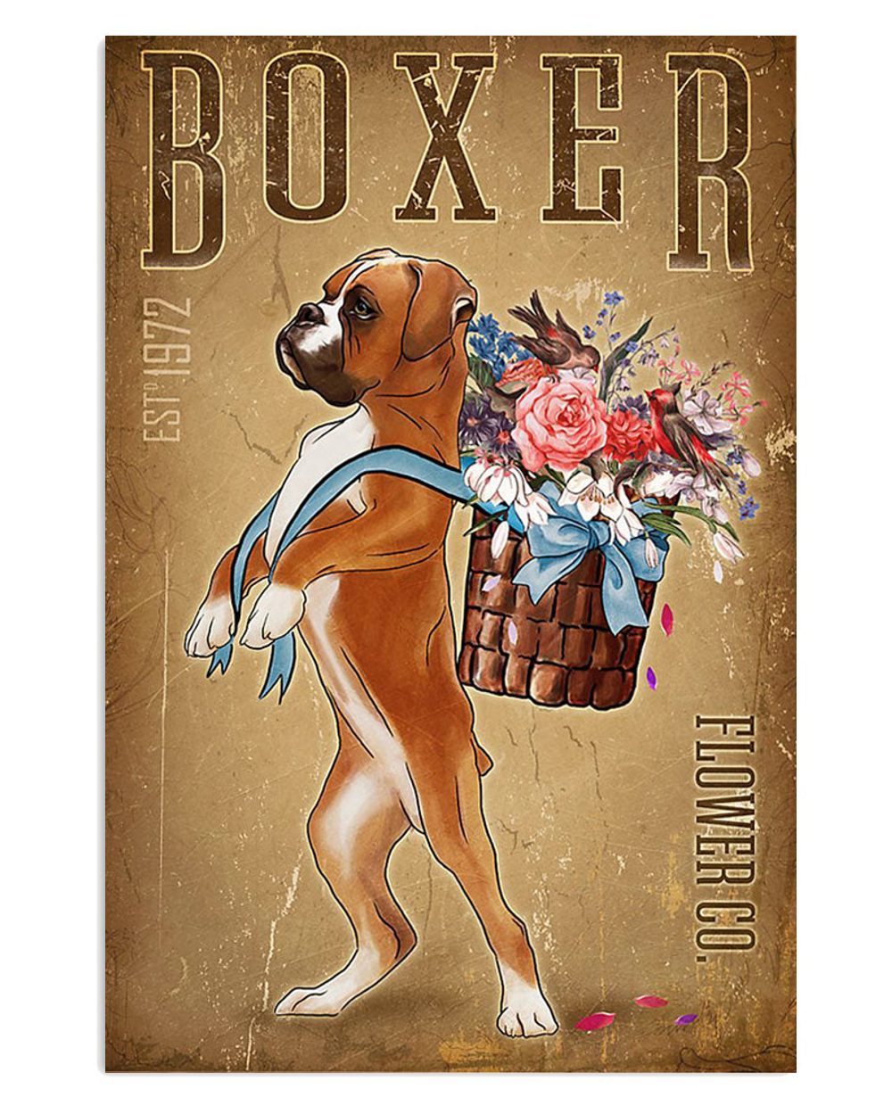 Boxer Boxer Flower Co Brindle Boxador Puppies Lover Poster