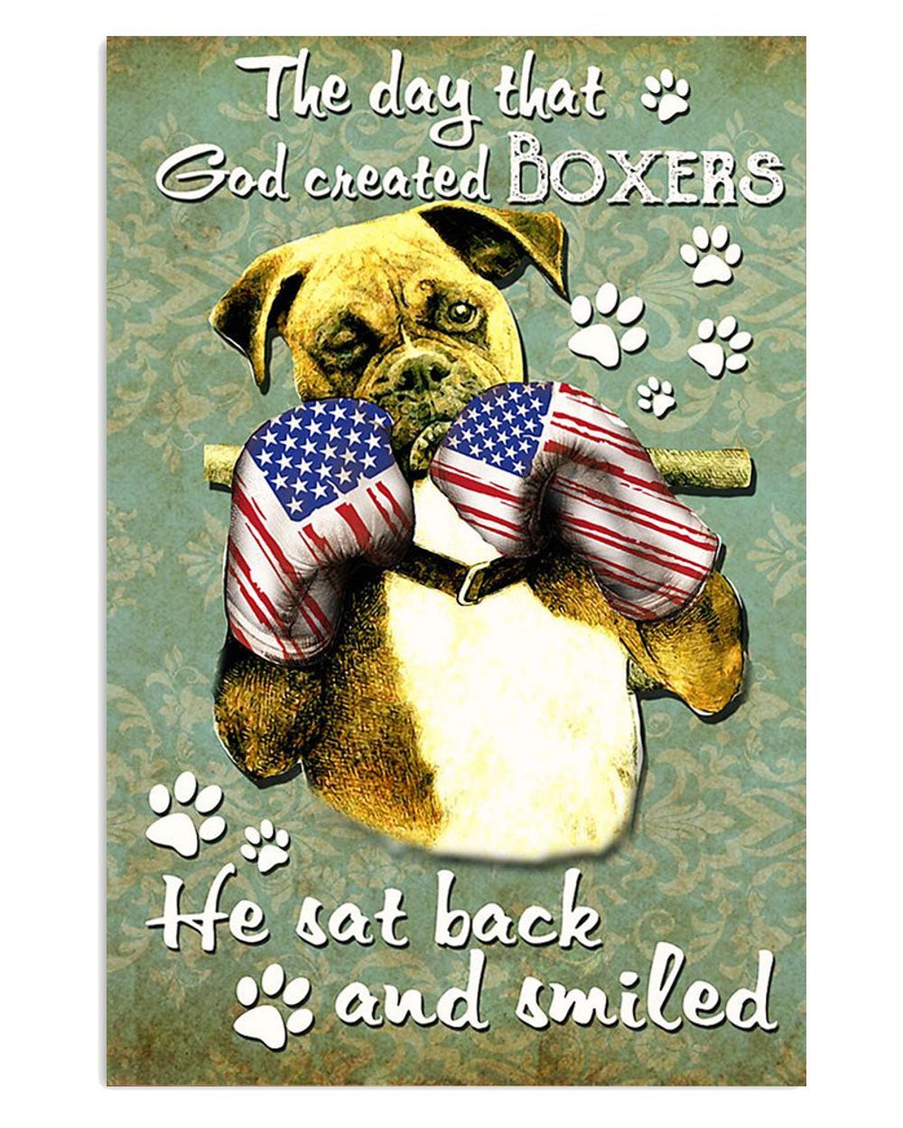 Boxer Dog American Gloves Brindle Boxador Puppies Lover Poster