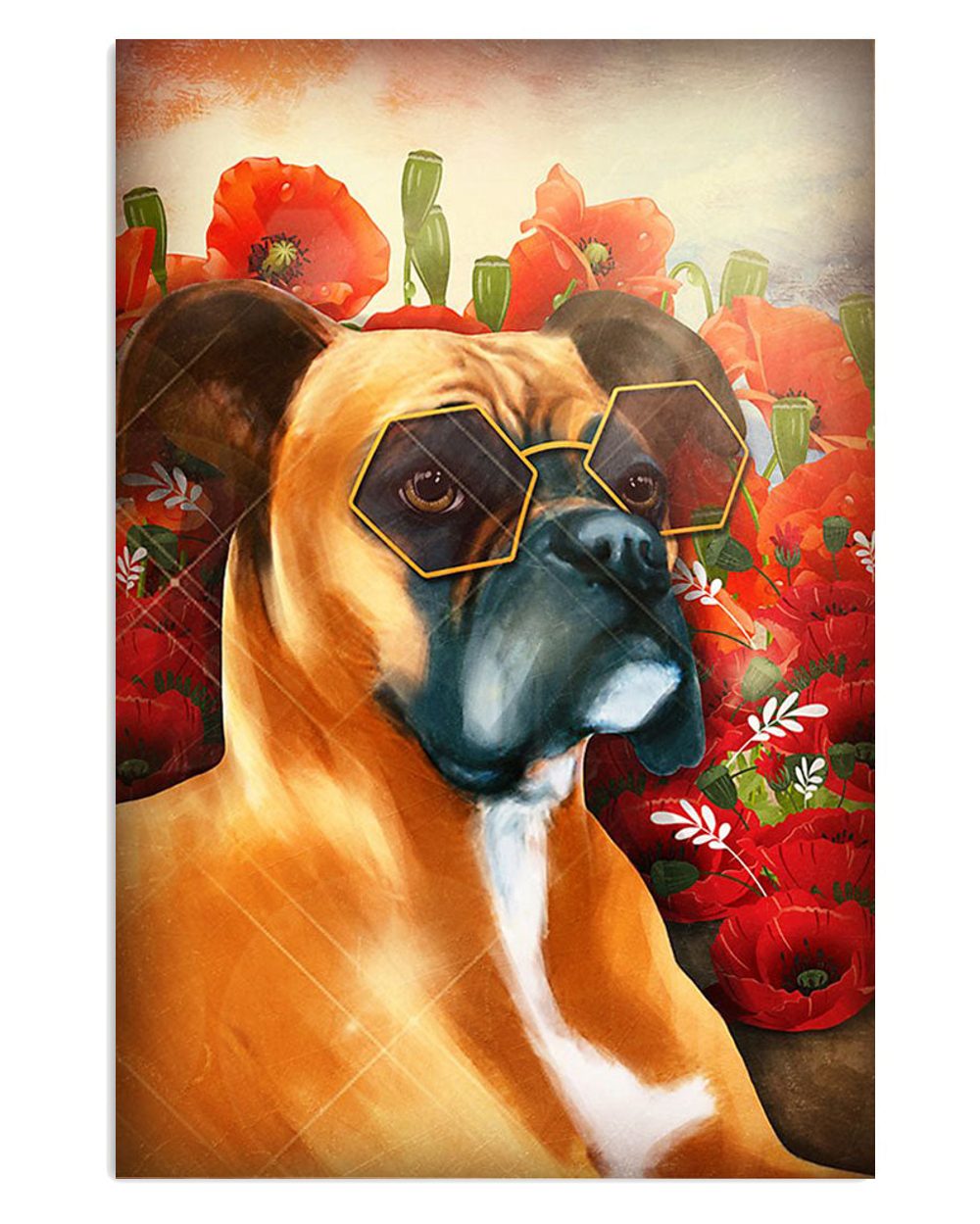 Boxer Dog And Flower Brindle Boxador Puppies Lover Poster