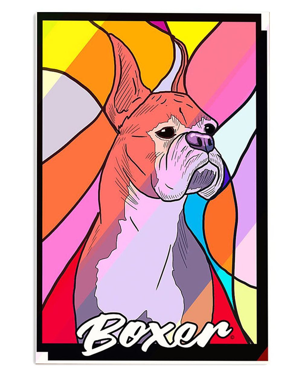 Boxer Dog Colorful Painting Brindle Boxador Puppies Lover Poster