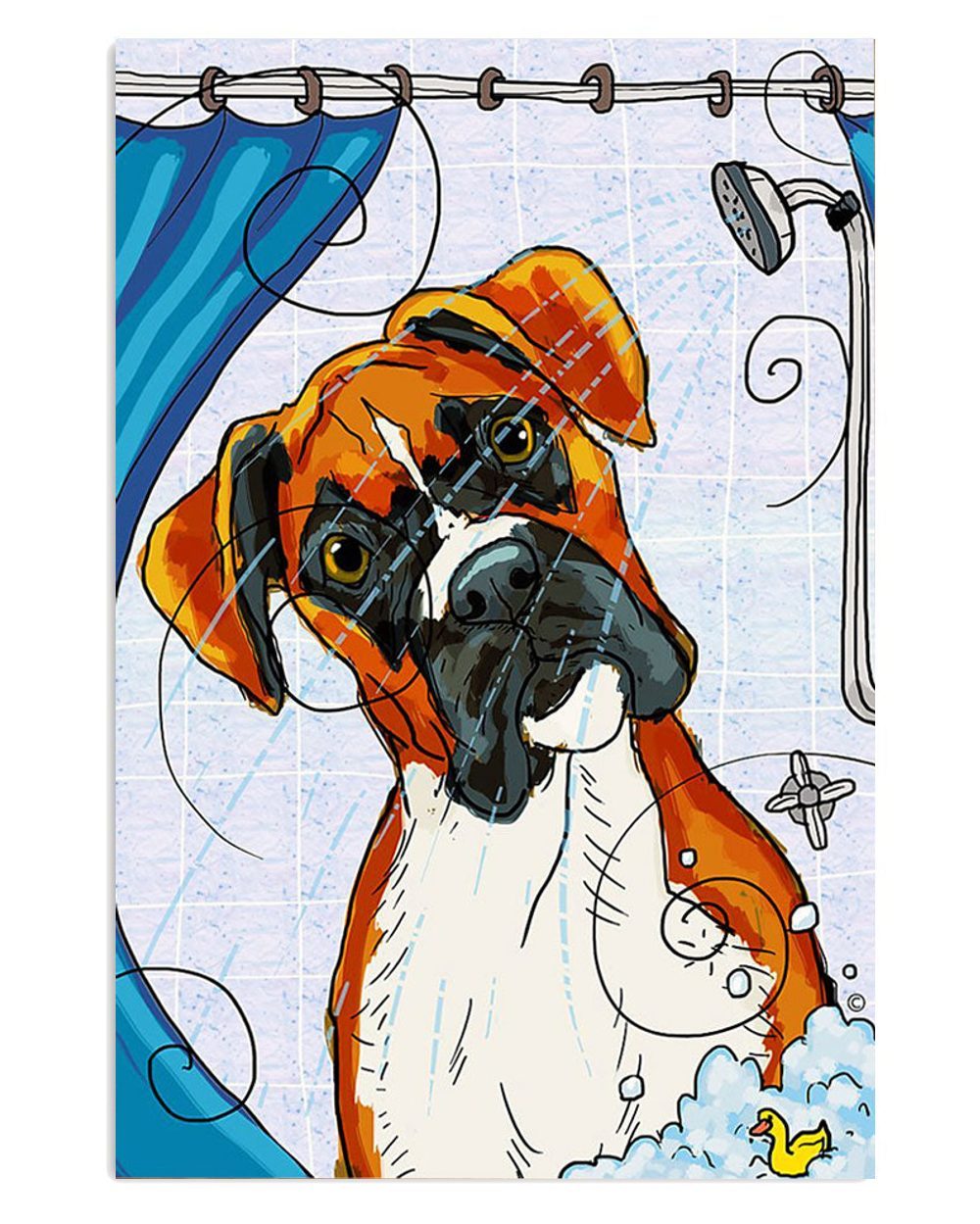 Boxer Dog In Bath Brindle Boxador Puppies Lover Poster