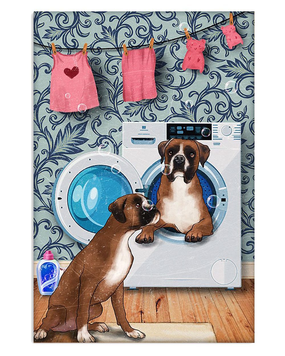 Boxer Funny Dog Washing Machine Brindle Boxador Puppies Lover Poster