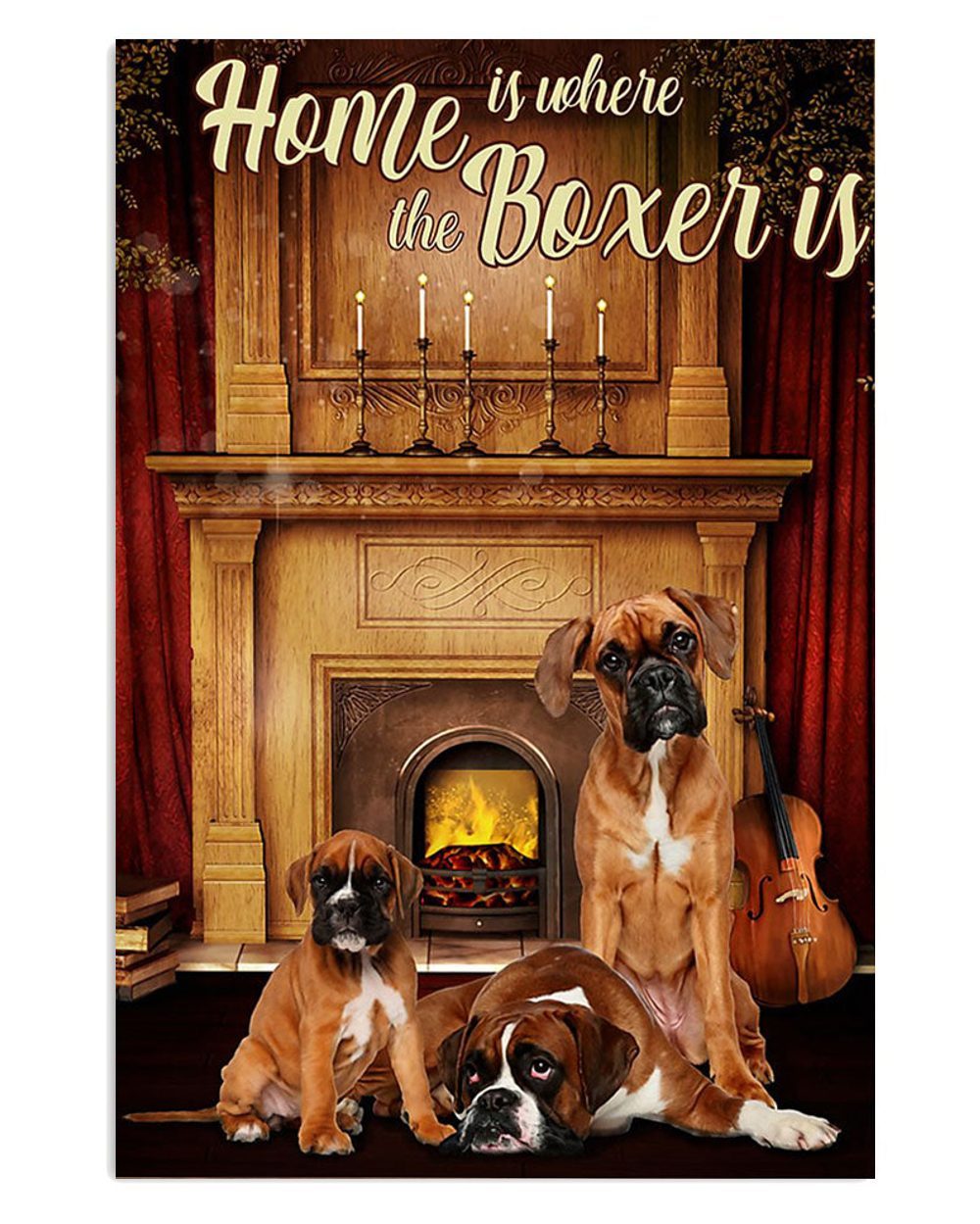 Boxer Home Is Where Brindle Boxador Puppies Lover Poster
