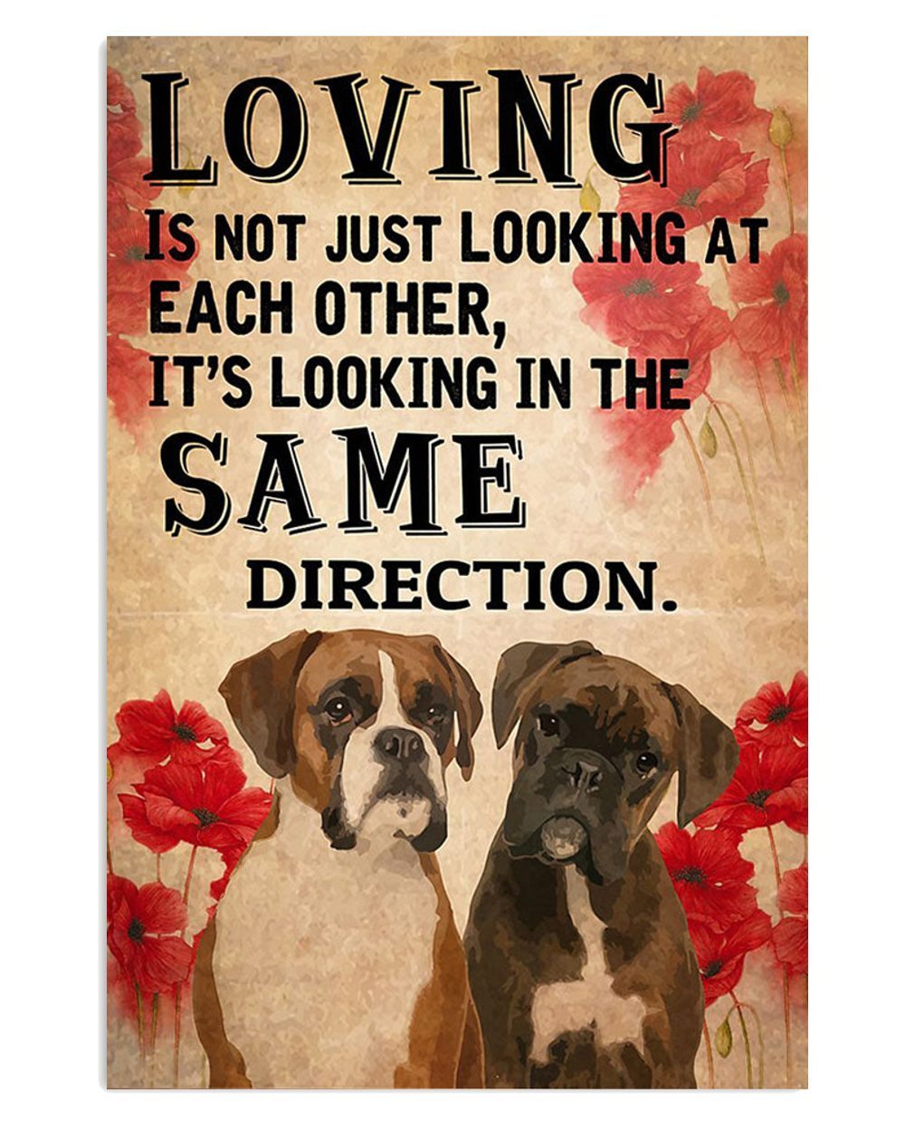 Boxer Looking In The Same Direction Brindle Boxador Puppies Lover Poster