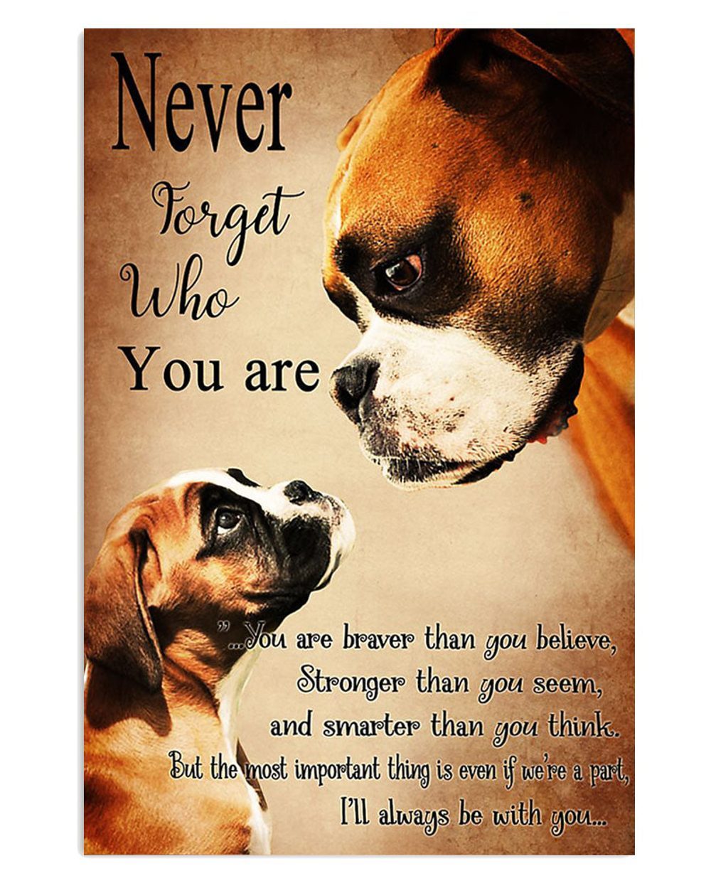 Boxer Never Forget Who You Are Brindle Boxador Puppies Lover Poster