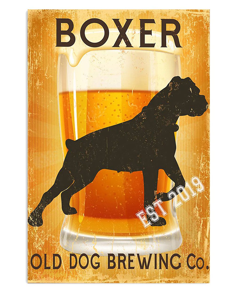 Boxer Old Dog Brewing Brindle Boxador Puppies Lover Poster