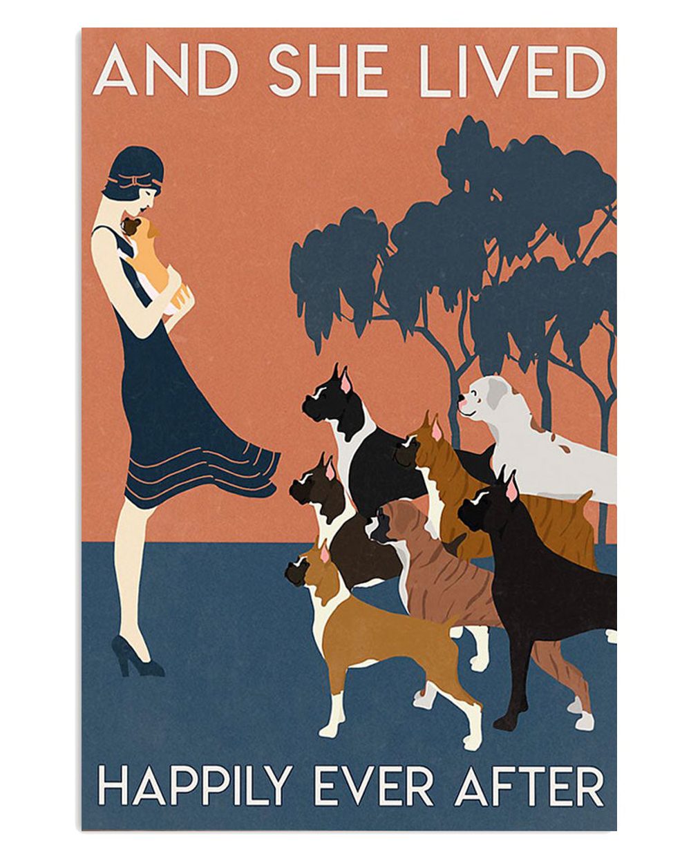 Boxer She Lived Happily Brindle Boxador Puppies Lover Poster