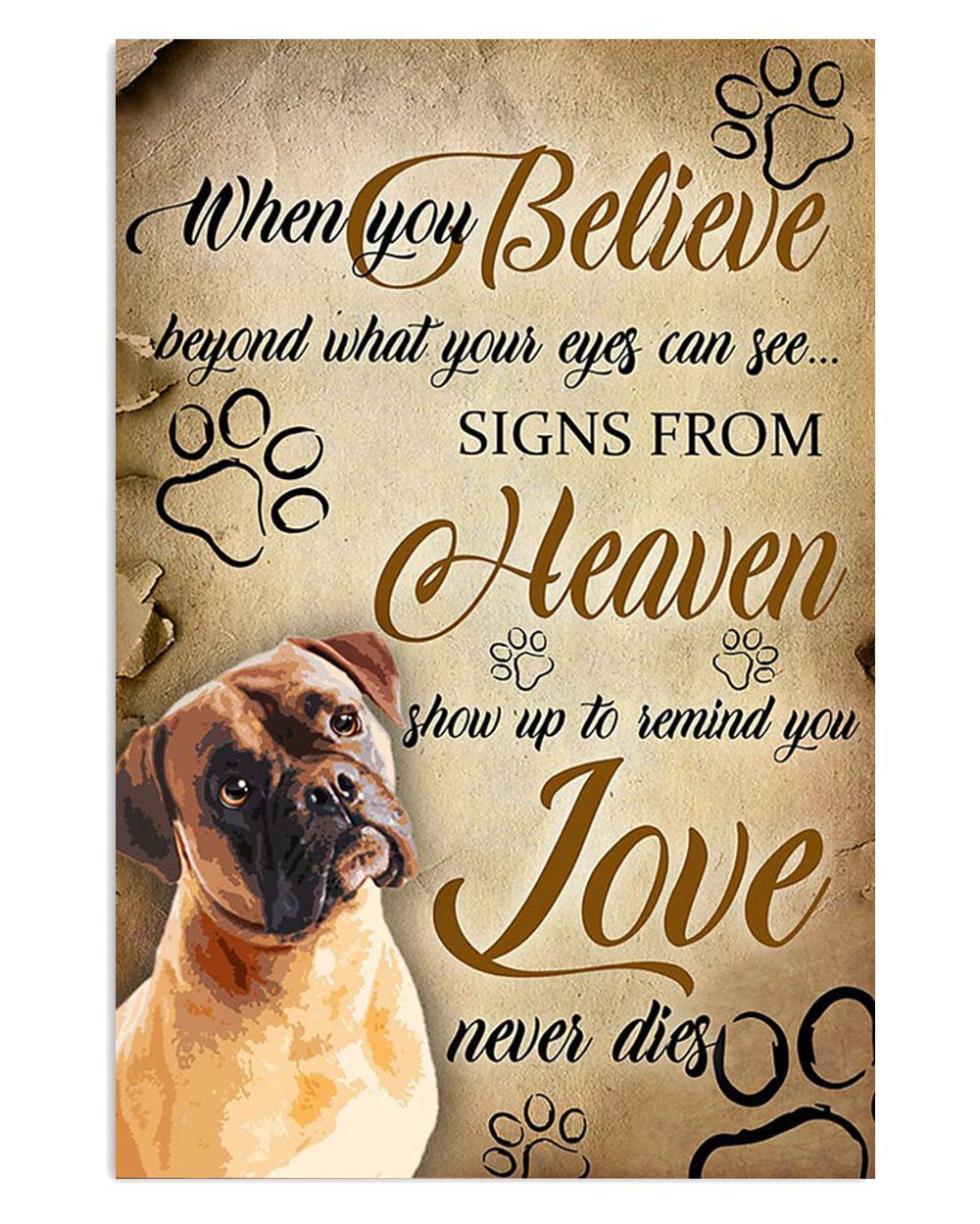 Boxer Signs From Heaven Brindle Boxador Puppies Lover Poster
