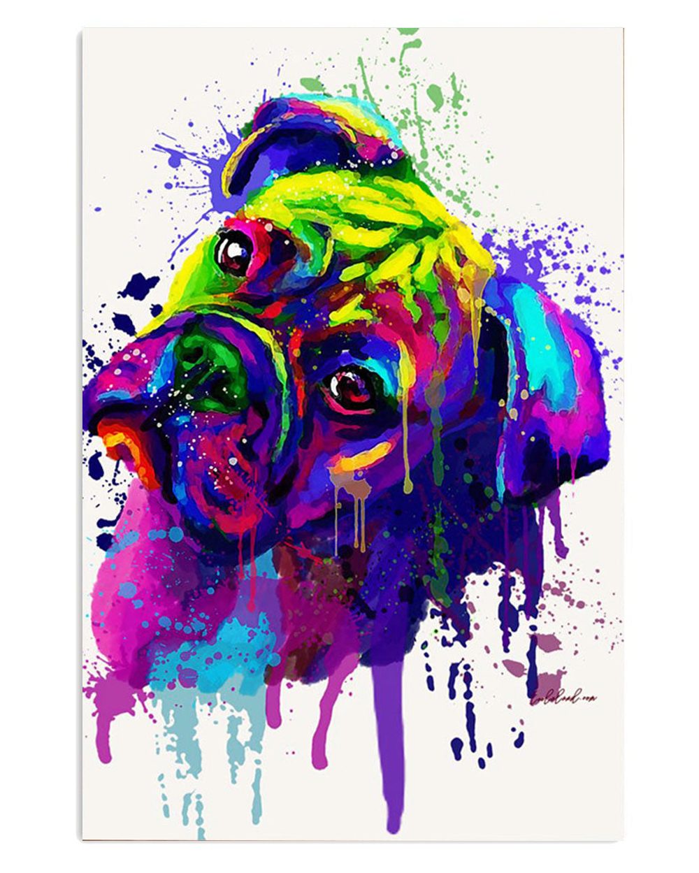 Boxer Watercolor Dog Painting Brindle Boxador Puppies Lover Poster