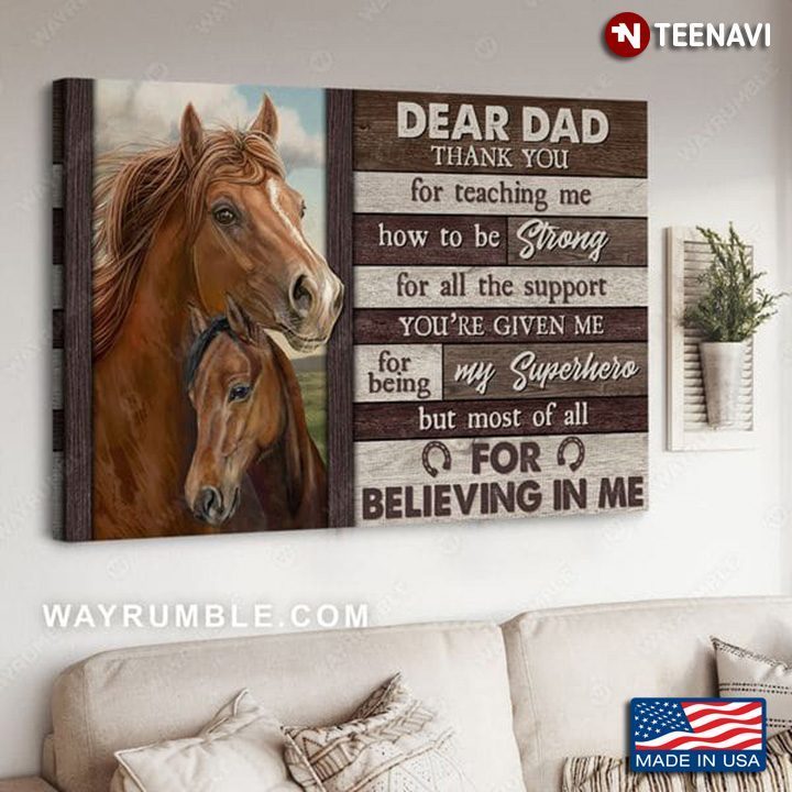 Brown Horse Dad & Baby Dear Dad Thank You For Teaching Me How To Be StrongShirt