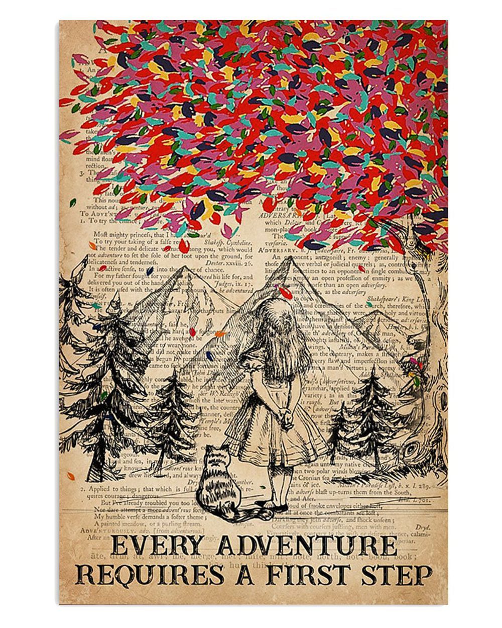 Camping Girl And Cat Every Adventure Requires A First Step Camper Poster
