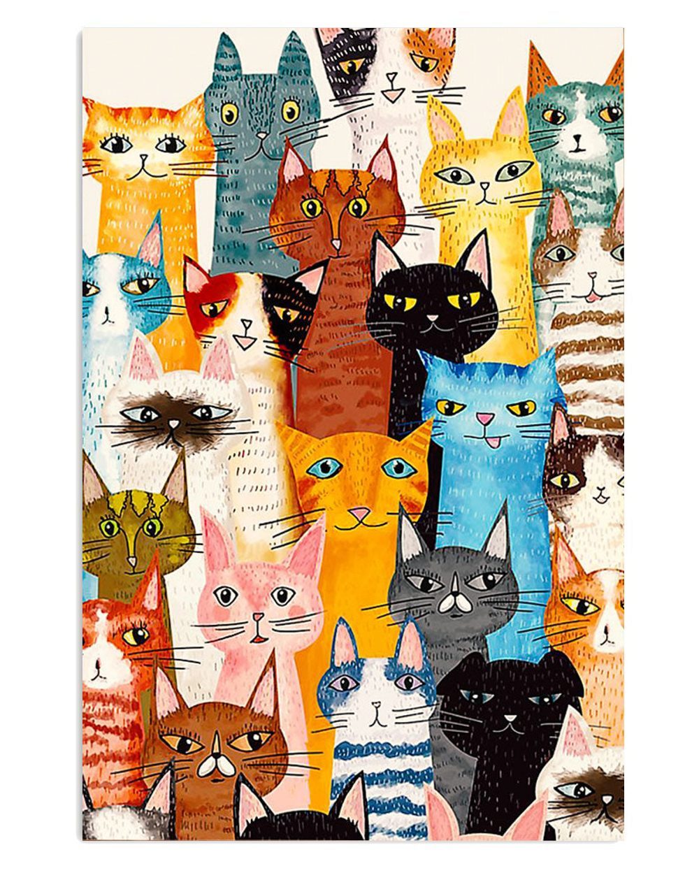 Cat Colorful Multi Cat Poster