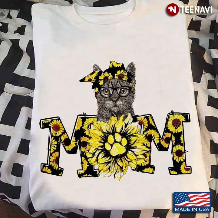 Cat Mom Sunflowers and Grey Kitten for Cat LoverShirt