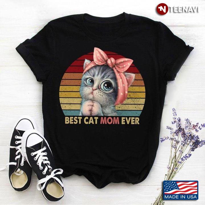 Cat With Headband Best Cat Mom Ever VintageShirt