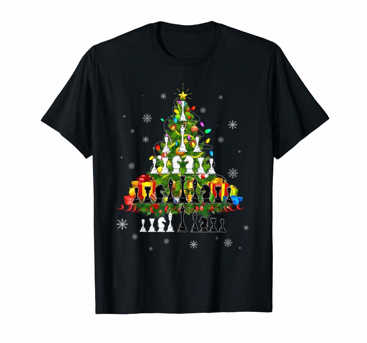 Chess Christmas Tree Lights Funny Chess Xmas Gift T-Shirt Hoodies