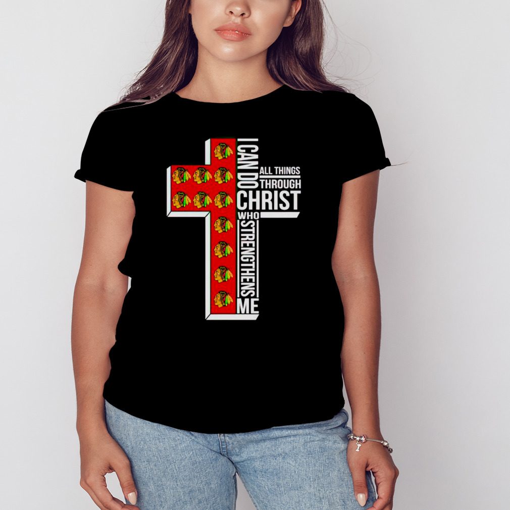 chicago Blackhawks I can do all things through Christ who strengthens me cross shirt