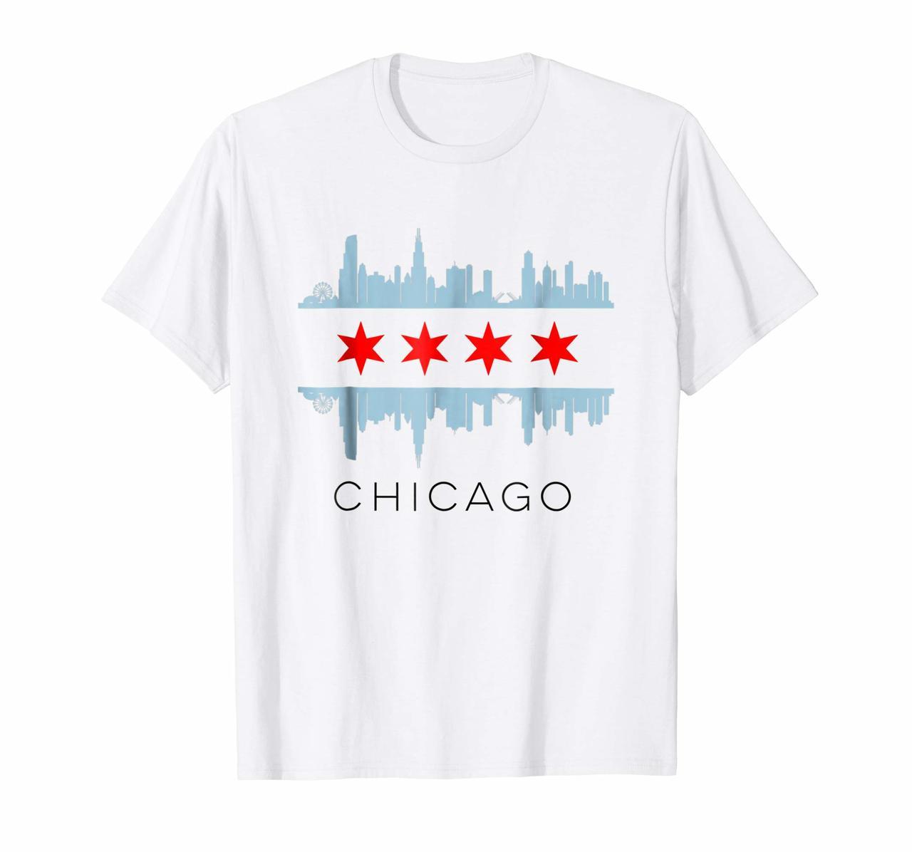 Chicago Skyline Windy City Flag T-Shirt - I Love Chicago Hoodies