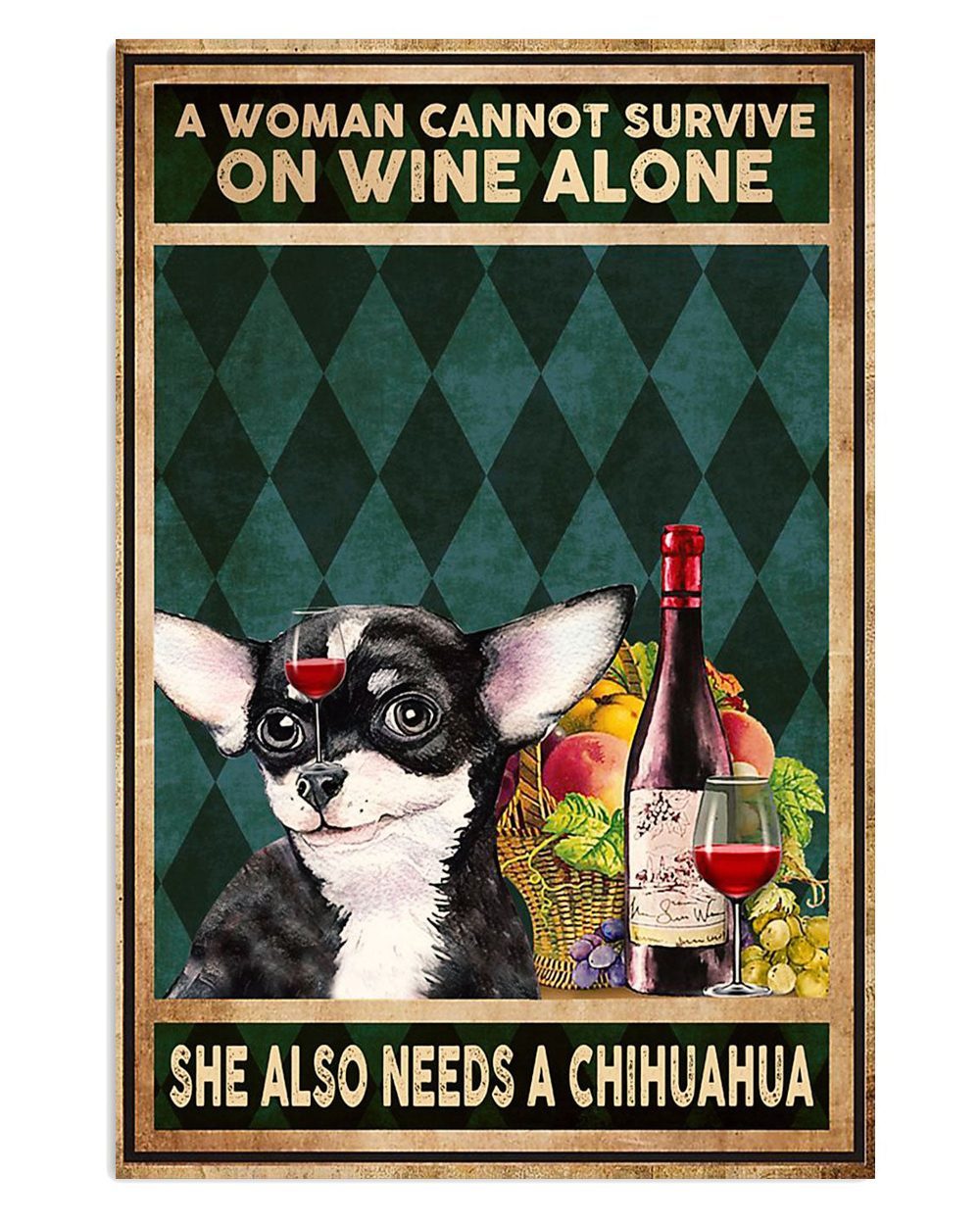 Chihuahua Loves Chihuahua And Wine Chihuahua Lover Mom Dad Poster