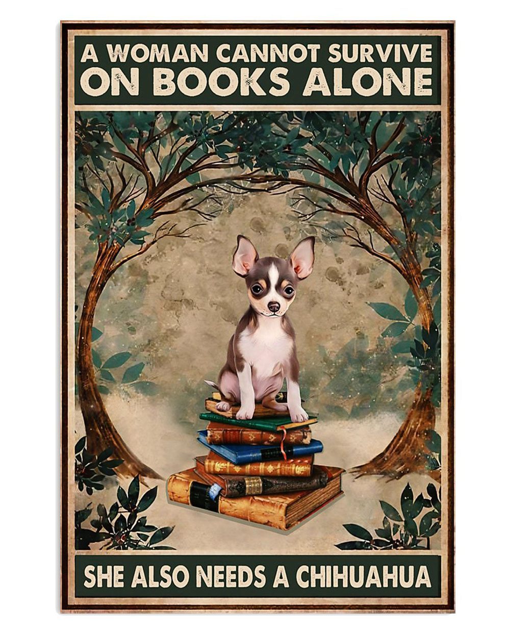 Chihuahua Woman Loves Books And Dog Chihuahua Lover Mom Dad Poster