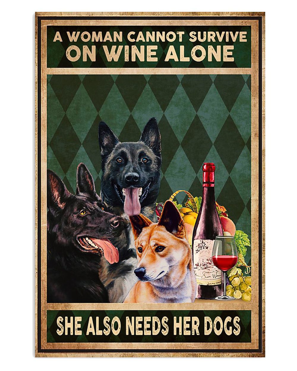 Chihuahua Woman Loves Wine And Dogs Chihuahua Lover Mom Dad Poster
