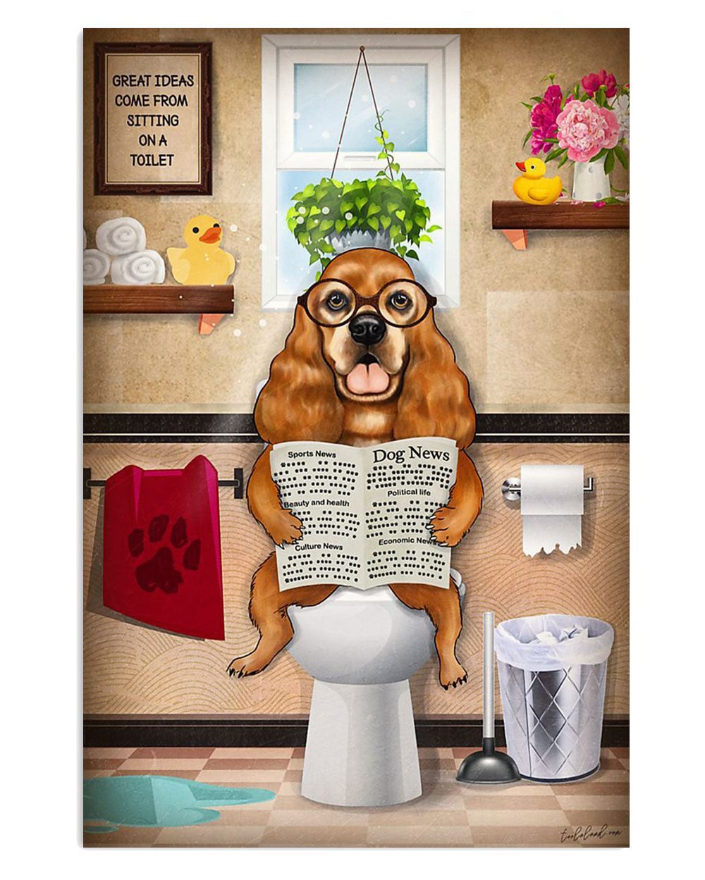 Cocker Spaniel Dog Funny Dog In Toilet Cocker Spaniel Puppies Lover Poster