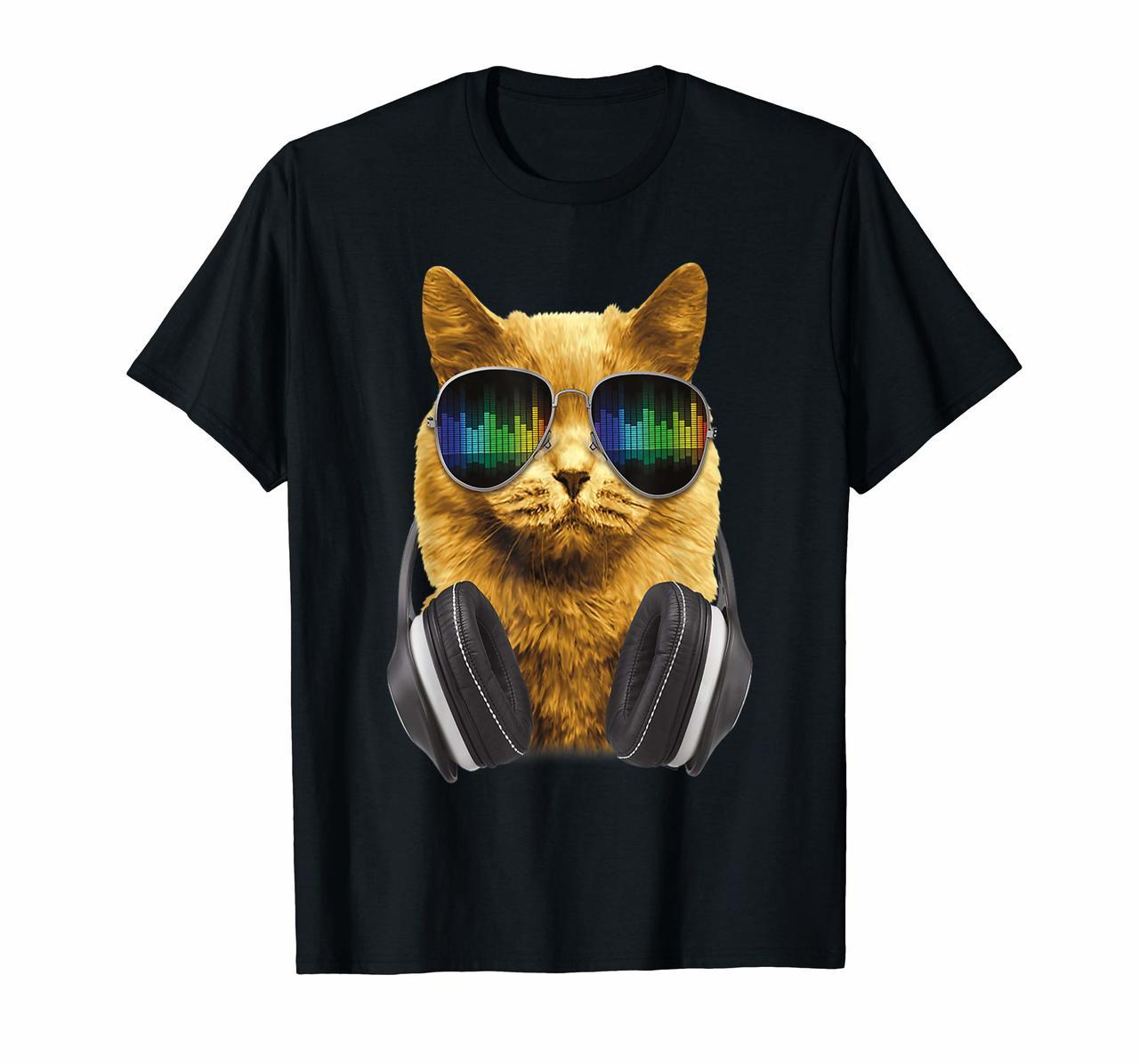 Cool DJ Cat Kitty with Sunglasses T-Shirt for Cat lovers Hoodies