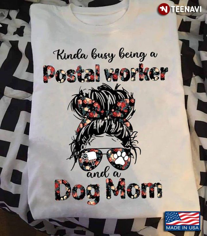 Cool Lady With Floral Bandana Sunglasses Kinda Busy Being A Postal Worker And A Dog MomShirt