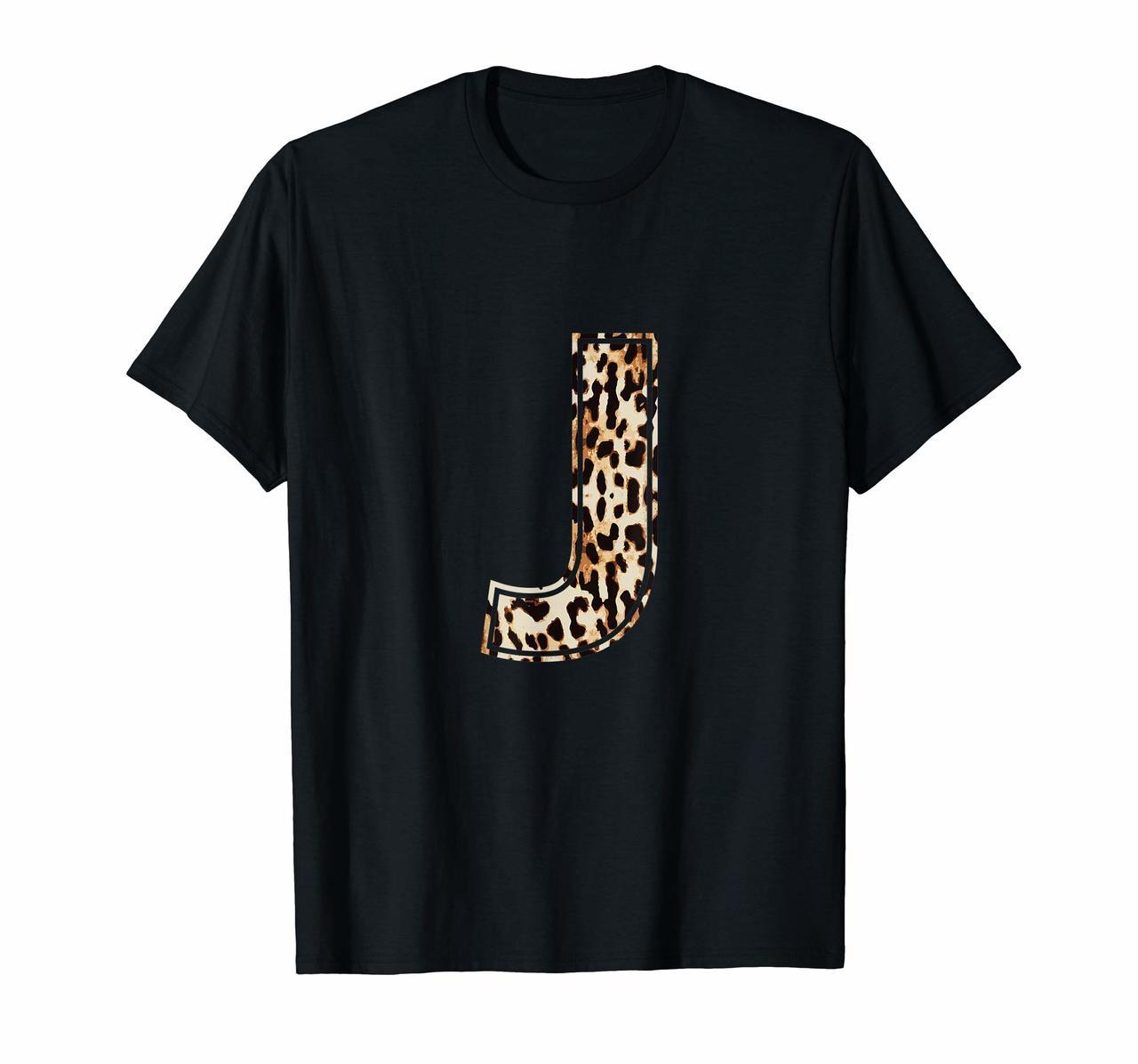 Cool Letter J Initial Name Leopard Cheetah Print T-Shirt Hoodies