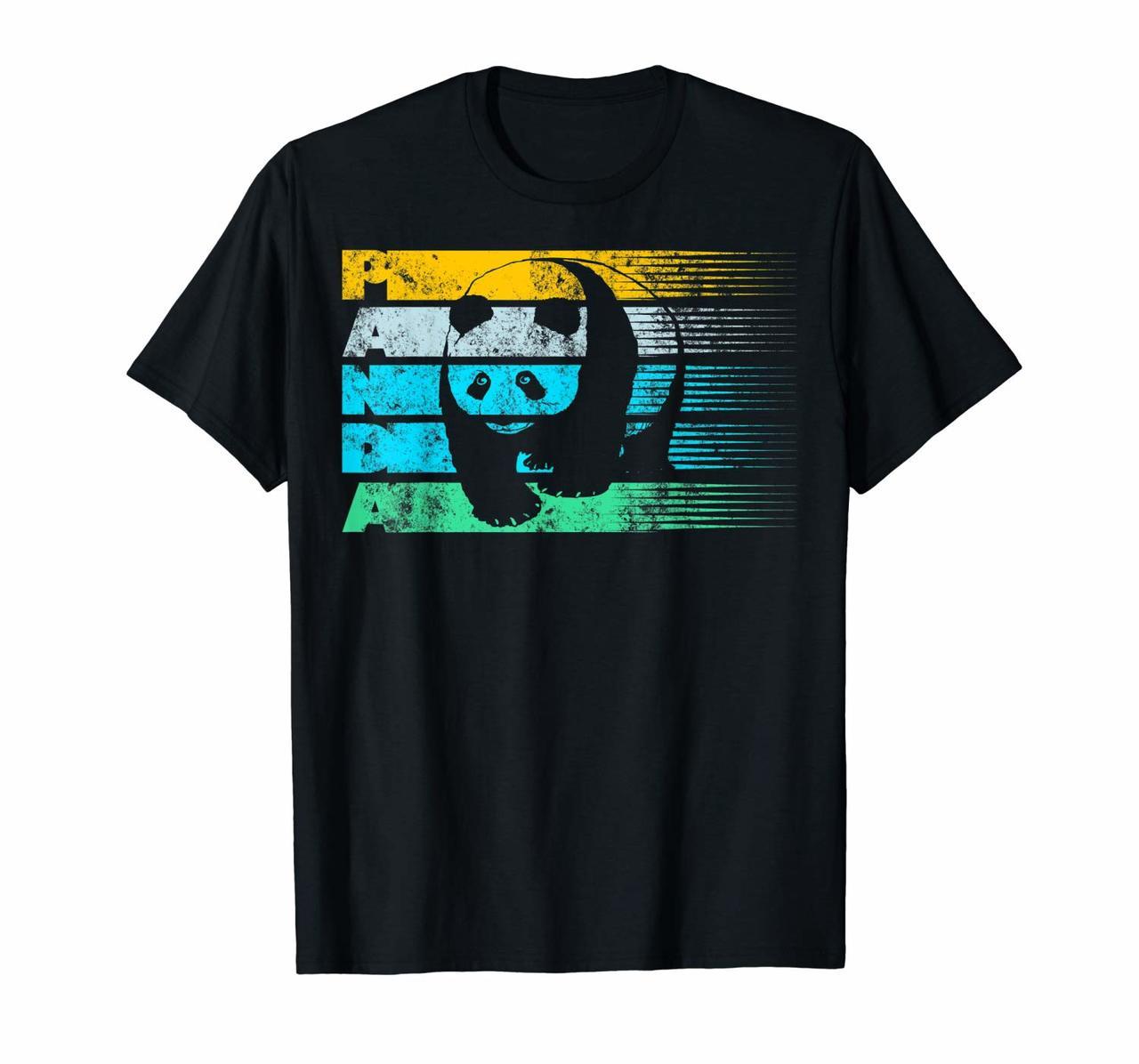 Cool Panda Bear Vintage Retro Silhouette Distressed Shirt Hoodies