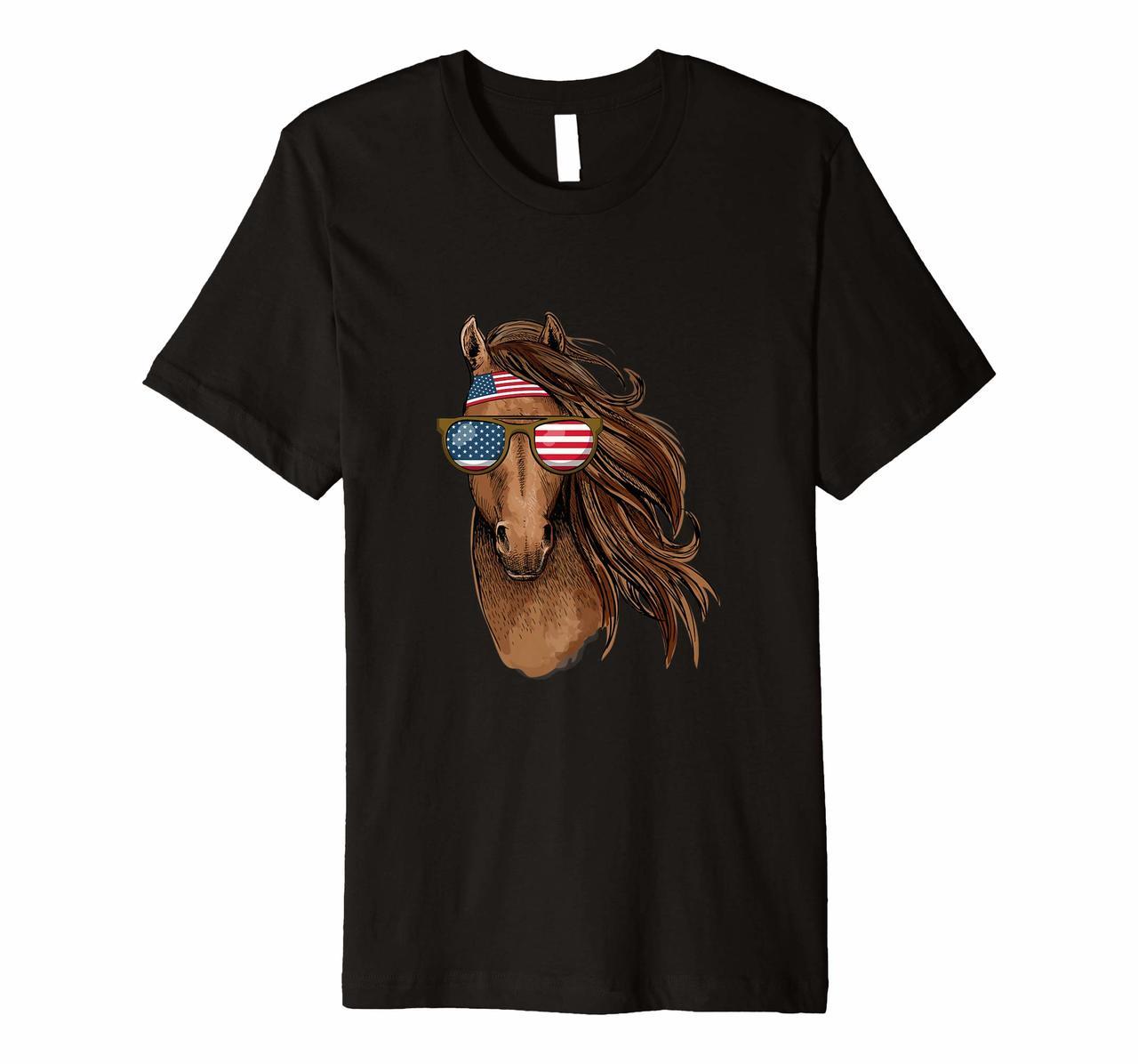 Cool Patriot Horse T Shirt 4th July Horse Tee USA Flag Hoodies