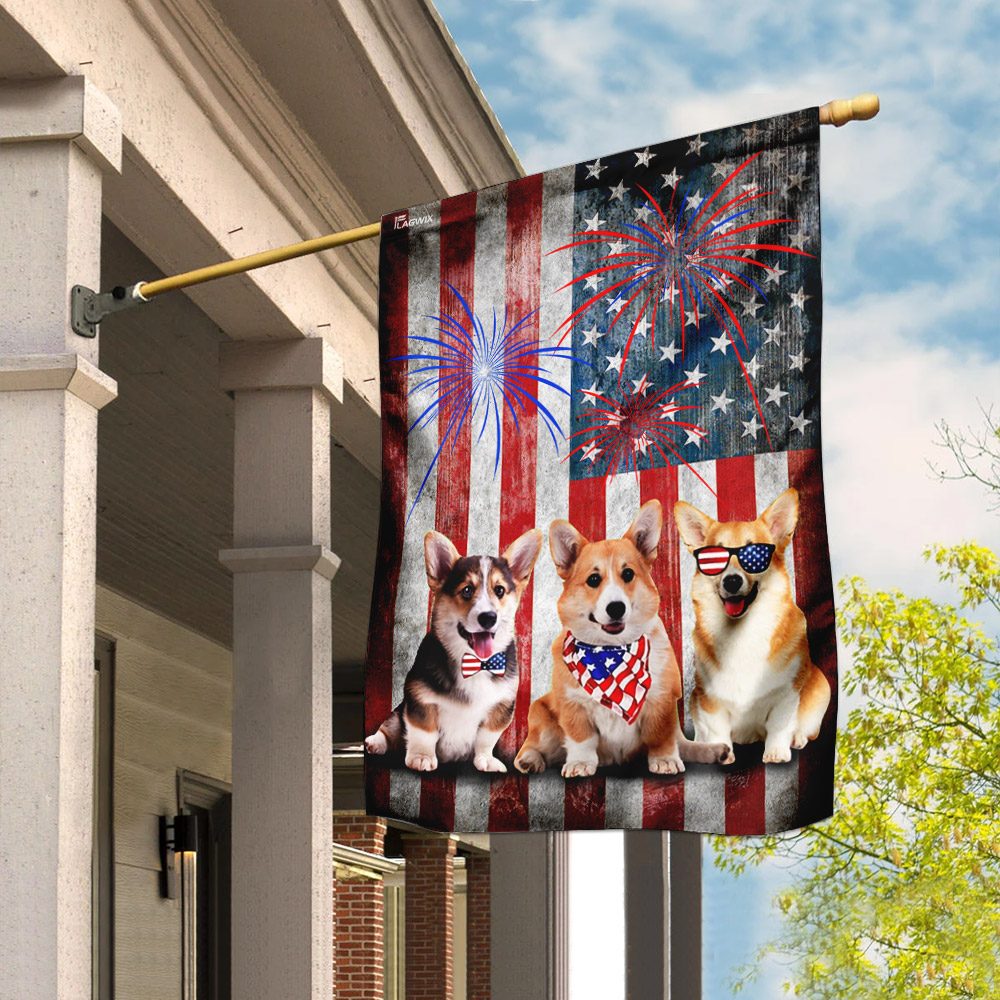 Corgi Happy 4th Of July. American US Flag THN2188F