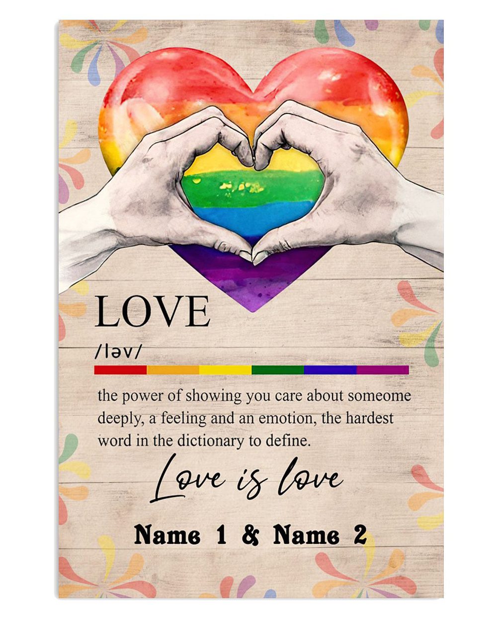 Customized Personalized Name Lgbt Gay Pride Month Couple Love Definition Poster