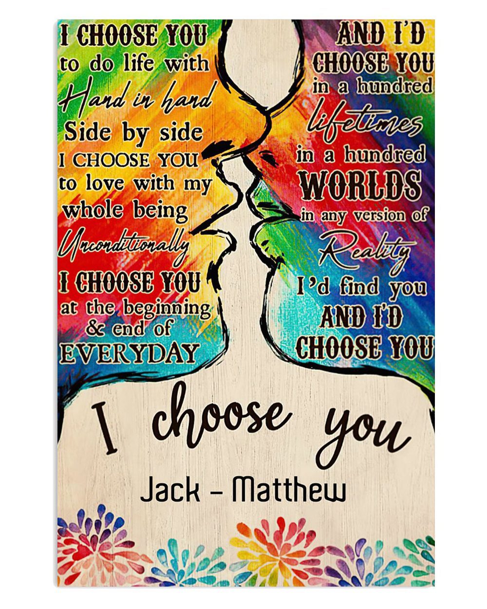 Customized Personalized Name Lgbt Gay Pride Month Couple Love I Choose You Poster