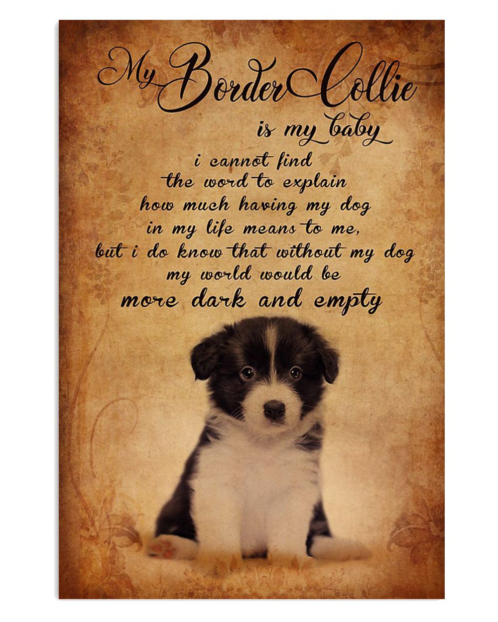 Cute Border Collie Dog Baby Collie Gift For Merle Collie Lover Poster