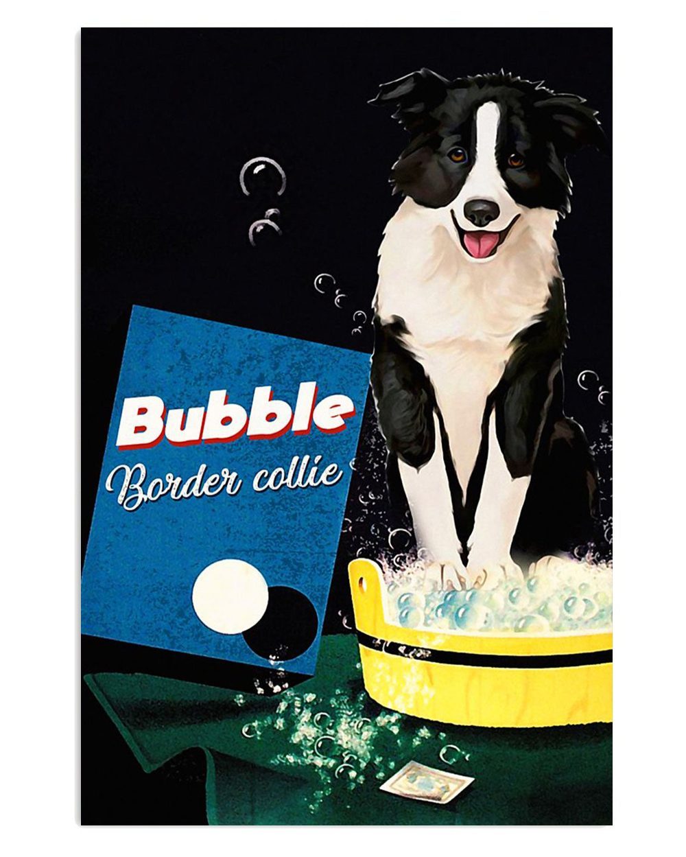 Cute Border Collie Dog Bubble Border Collie Gift For Merle Collie Lover Poster