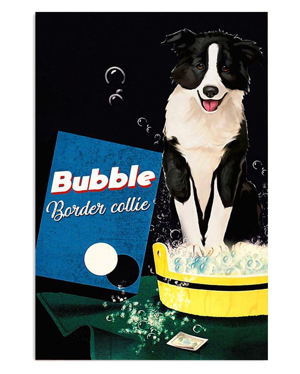 Cute Border Collie Dog Bubble Border Collie Poster