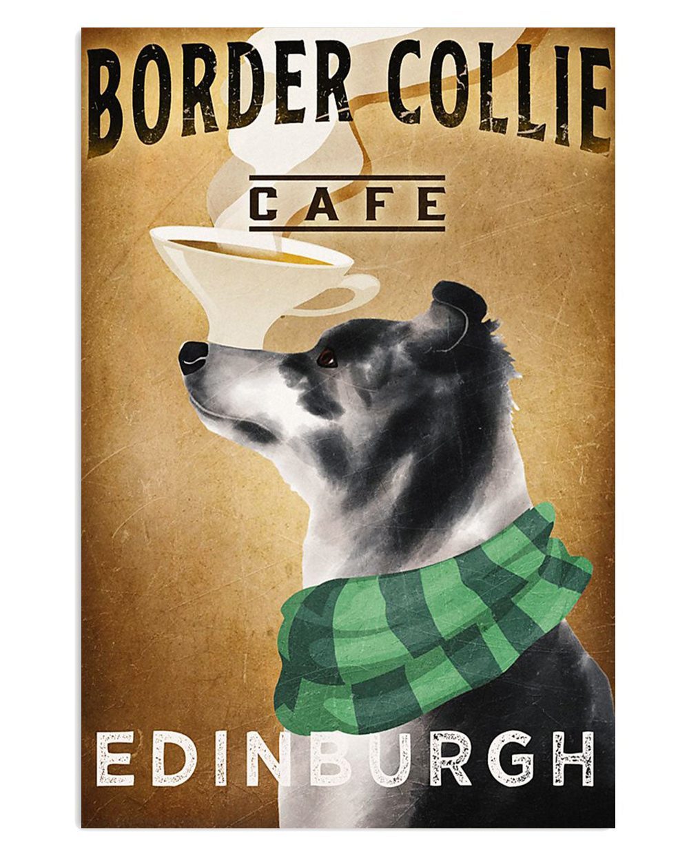 Cute Border Collie Dog Collie Caf Edinburgh Gift For Merle Collie Lover Poster
