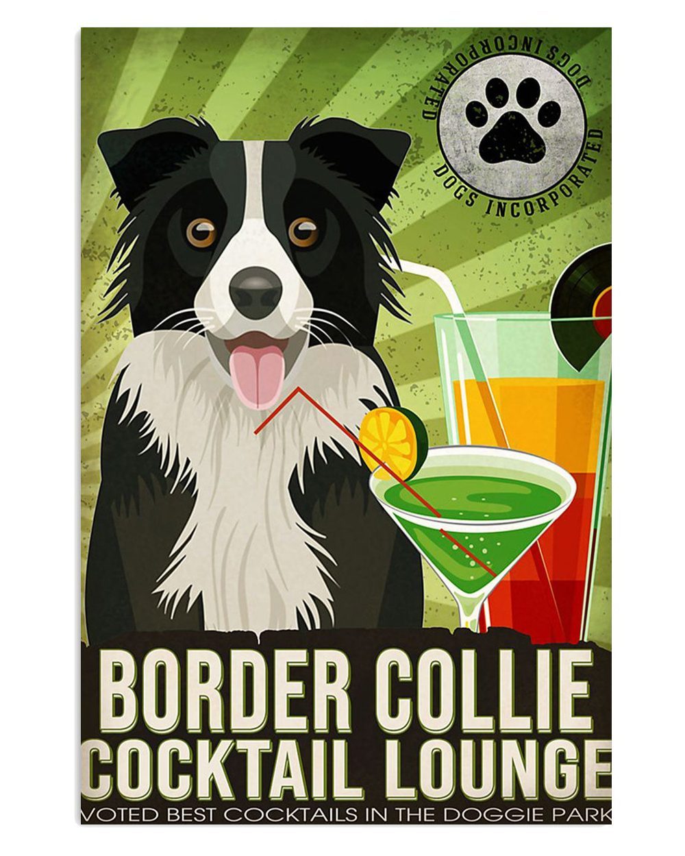 Cute Border Collie Dog Collie Cocktail Lounge Gift For Merle Collie Lover Poster