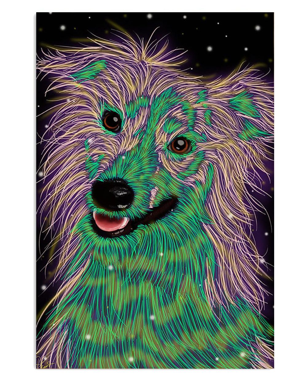 Cute Border Collie Dog Collie Color Painting Poster