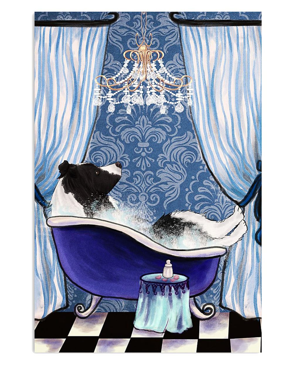 Cute Border Collie Dog Collie In Bath Gift For Merle Collie Lover Poster