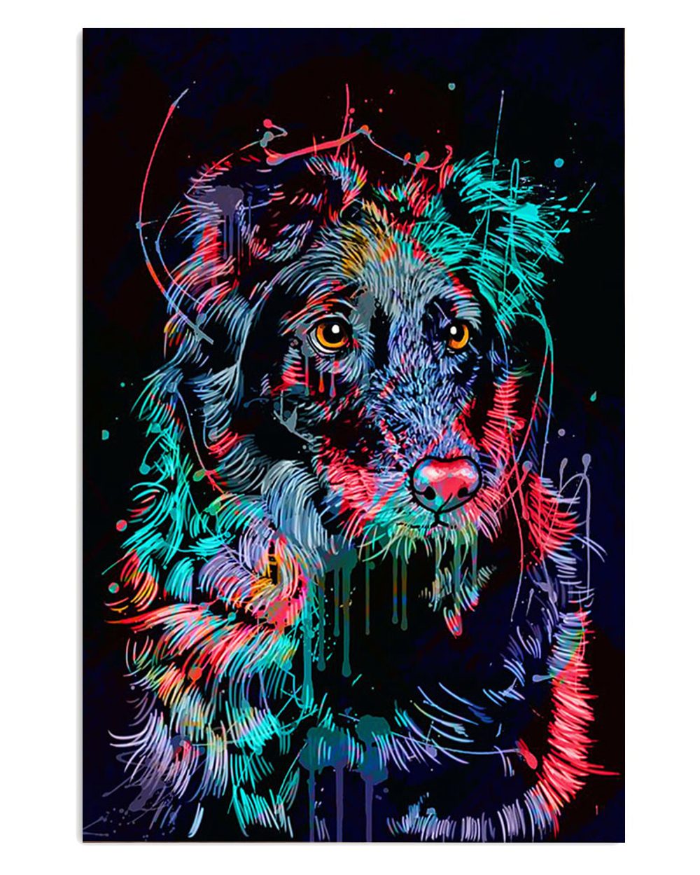 Cute Border Collie Dog Digital Color Painting Poster
