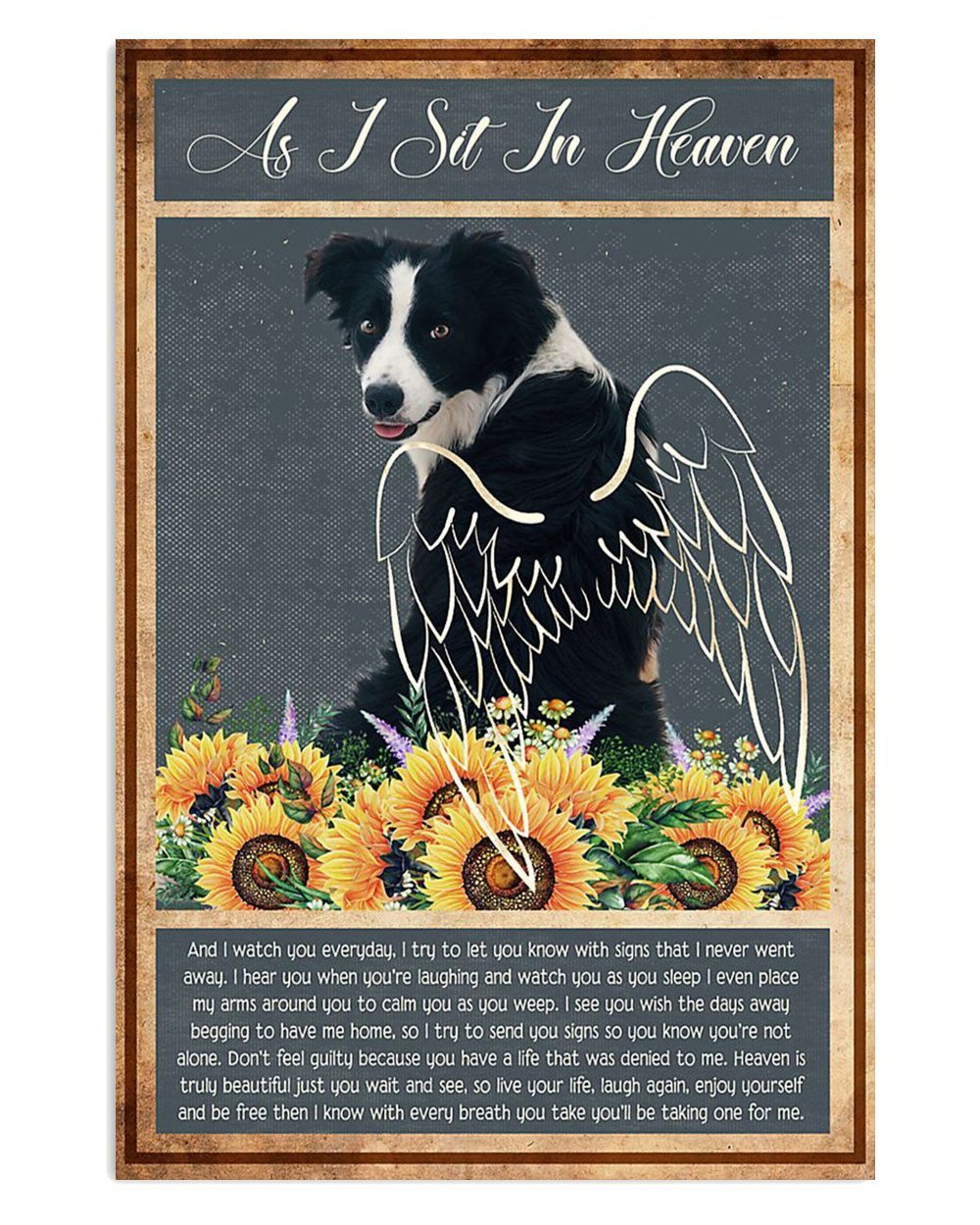 Cute Border Collie Dog Dog Memorial Angels Gift For Merle Collie Lover Poster