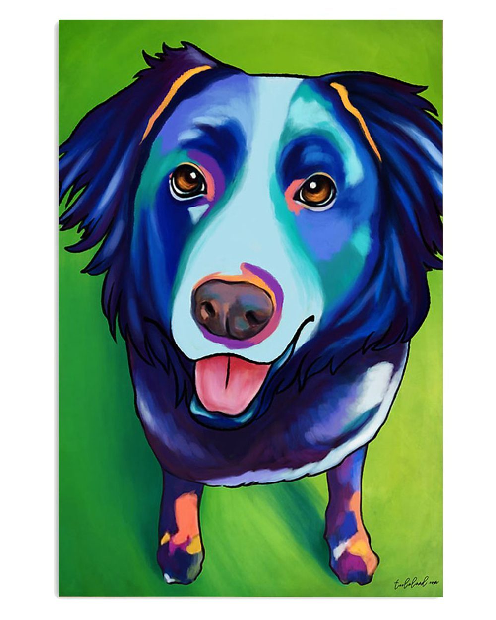 Cute Border Collie Dog Dog Watercolor Painting Puppies Merle Collie Lover Poster